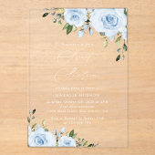 ほこりっぽい青い花，緑， Boho, Sweet 16 アクリル招待状 (正面)