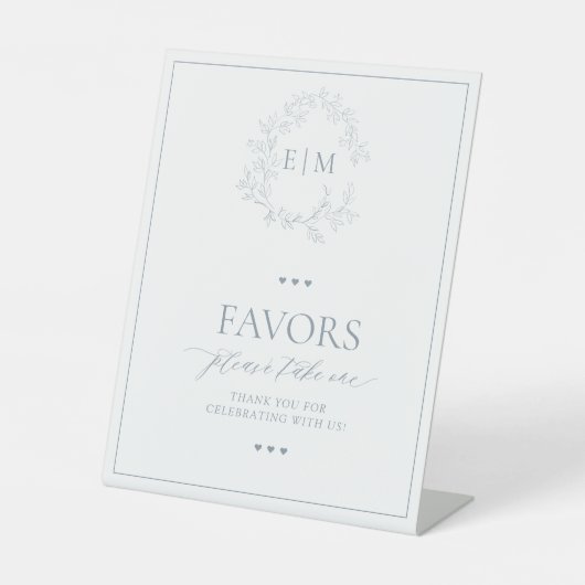 ほこりっぽい青い葉のクレストモノグラムの好意 台座サイン (正面)