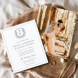 ほこりっぽい青い葉のクレストモノグラム結婚ズエレガント