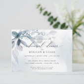 ほこりっぽい青い葉の水の色のリハーサルディナー 招待状 (スタンド正面)