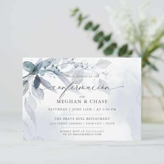 ほこりっぽい青い葉カスタムの詳細3 RSVP 招待状 (スタンド正面)