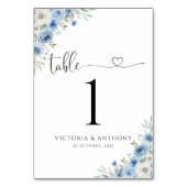 ほこりっぽい青い象牙の結婚式のテーブル番号 テーブルナンバー (正面)