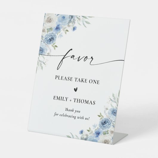 ほこりっぽい青い象牙ブライダルシャワーのお気に入りサイン 台座サイン (正面)