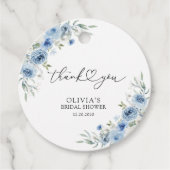 ほこりっぽい青い象牙ブライダルシャワーギフトタグ フェイバータグ (正面)