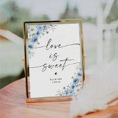 ほこりっぽい青い象牙ブライダルシャワー愛は甘いサイン 台座サイン