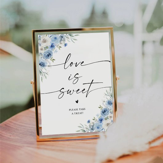 ほこりっぽい青い象牙ブライダルシャワー愛は甘いサイン 台座サイン