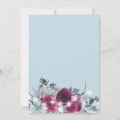 ほこりっぽい青い赤いブルゴーニュのフローラ冬の結婚式 招待状 (裏面)