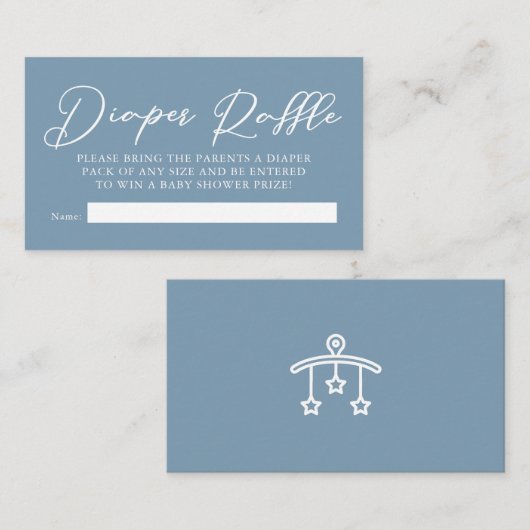 ほこりっぽい青い赤ちゃんシャワーおむつラッフル エンクロージャーカード (正面/裏面)