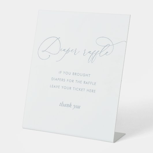 ほこりっぽい青い赤ちゃんシャワーおむつラッフル 台座サイン (正面)