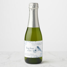 ほこりっぽい青い赤ちゃんシャワーきらめくワインラベル スパークリングワインラベル