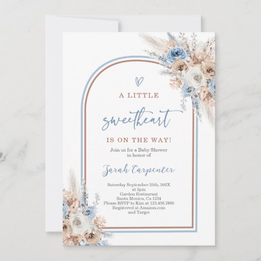 ほこりっぽい青い赤ちゃんシャワーの少年 招待状 (正面)