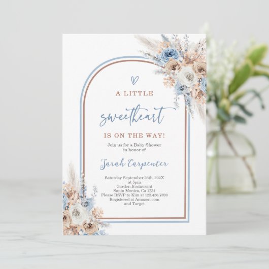 ほこりっぽい青い赤ちゃんシャワーの少年 招待状 (スタンド正面)