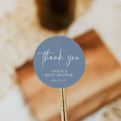 ほこりっぽい青い赤ちゃんシャワー丸いステッカーモダンボーイ ラウンドシール