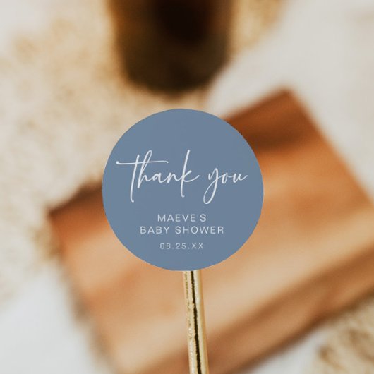 ほこりっぽい青い赤ちゃんシャワー丸いステッカーモダンボーイ ラウンドシール