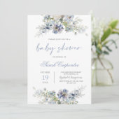 ほこりっぽい青い赤ちゃんシャワー少年 招待状 (スタンド正面)