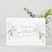 ほこりっぽい青い野結婚花のサンキューカード 招待状 (スタンド正面)