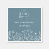 ほこりっぽい青い野結婚花 スタンダードカクテルナプキン (正面)