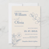 ほこりっぽい青い野結婚花 招待状 (正面)