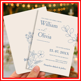 ほこりっぽい青い野結婚花 招待状