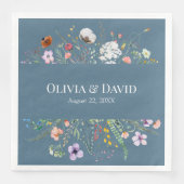 ほこりっぽい青い野結婚草草地のナプキン (正面)