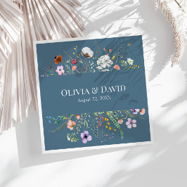 ほこりっぽい青い野結婚草草地のナプキン