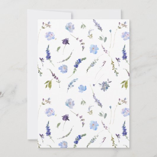 ほこりっぽい青い野花が1歳の誕生日を飾る 招待状 (裏面)