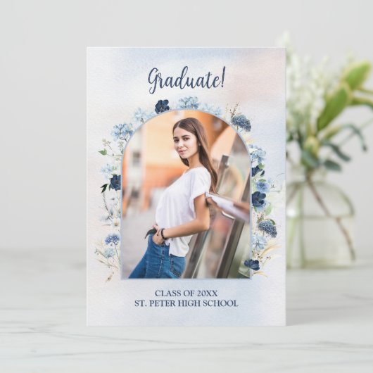 ほこりっぽい青い野花卒業写真あり 招待状 (スタンド正面)