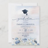 ほこりっぽい青い野花卒業写真あり 招待状 (裏面)