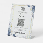 ほこりっぽい青い金ゴールドフローラが愛を捉結婚える 台座サイン (正面)