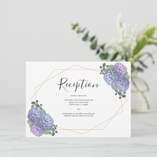 ほこりっぽい青い金ゴールドフローラ幾何学的な結婚式の受付 エンクロージャーカード (スタンド正面)