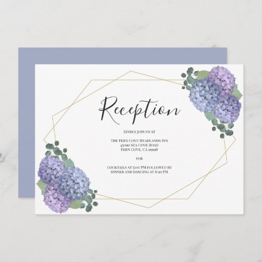 ほこりっぽい青い金ゴールドフローラ幾何学的な結婚式の受付 エンクロージャーカード (正面/裏面)