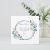 ほこりっぽい青い銀エレガントの花誕生会 サンキューカード (スタンド正面)