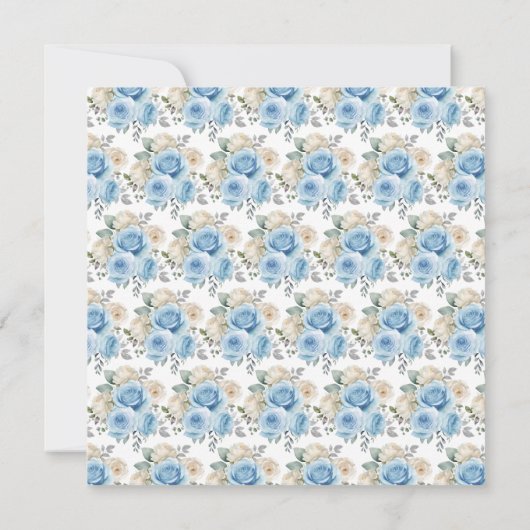 ほこりっぽい青い銀エレガントの花誕生会 サンキューカード (裏面)