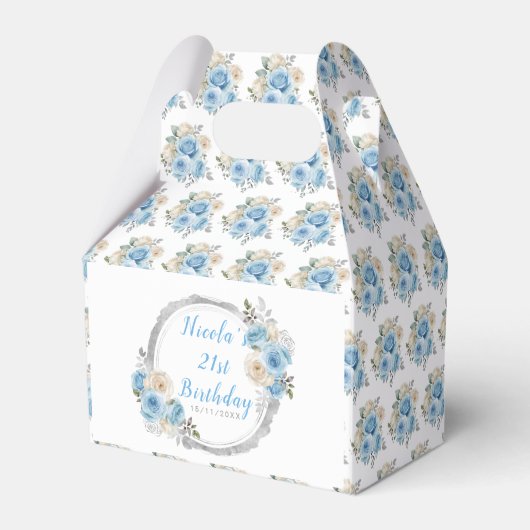 ほこりっぽい青い銀エレガントの花誕生会 フェイバーボックス (裏面サイド)