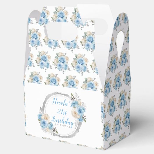 ほこりっぽい青い銀エレガントの花誕生会 フェイバーボックス (オープン)