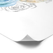 ほこりっぽい青い銀エレガントの花誕生会 ポスター (角)