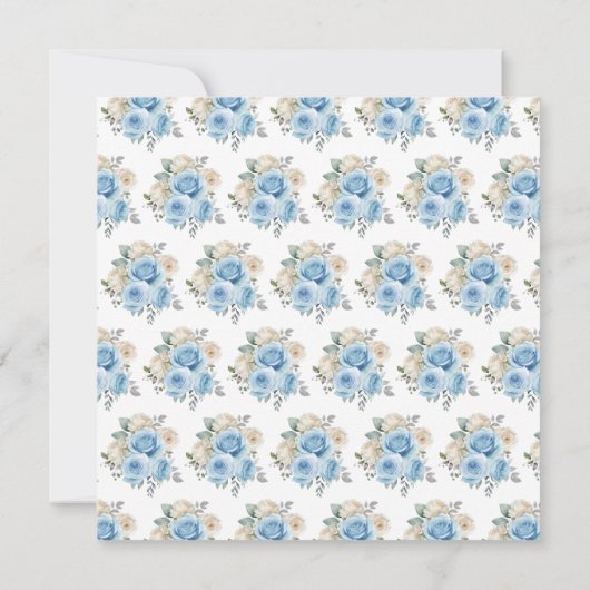 ほこりっぽい青い銀エレガントの花誕生会 招待状 (裏面)