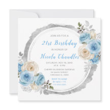 ほこりっぽい青い銀エレガントの花誕生会