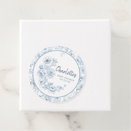 ほこりっぽい青い陳腐なフローラ赤ちゃんシャワー フェイバータグ (インサイチュ)