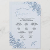 ほこりっぽい青い陳腐なブライダル財布の中に何があるか (正面/裏面)