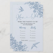 ほこりっぽい青い陳腐な赤ちゃんシャワーどのように古い両親 (正面/裏面)