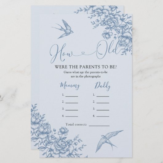 ほこりっぽい青い陳腐な赤ちゃんシャワーどのように古い両親 (正面/裏面)