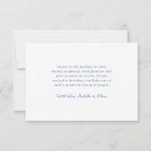 ほこりっぽい青い陳腐な赤ちゃんシャワーサンキューカード 招待状 (裏面)