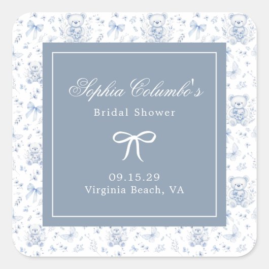 ほこりっぽい青い陳腐な赤ちゃんシャワー スクエアシール (正面)