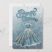 ほこりっぽい青い雪の冬のワンダーランド甘い16 招待状 (裏面)