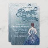 ほこりっぽい青い雪の冬のワンダーランド甘い16 招待状 (正面/裏面)