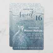 ほこりっぽい青い雪の冬のワンダーランド甘い16 招待状 (正面/裏面)