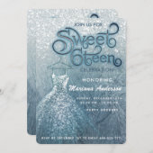 ほこりっぽい青い雪の冬のワンダーランド甘い16 招待状 (正面/裏面)