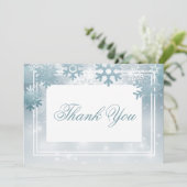 ほこりっぽい青い雪モダン片結婚の サンキューカード (スタンド正面)