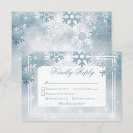 ほこりっぽい青い雪モダン片結婚の 出欠カード